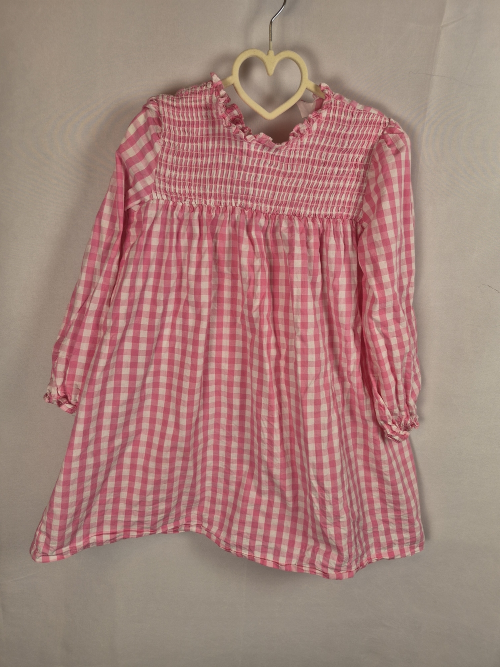 Stitchy Fish Girls Pink Gingham Smocked Casual Dress - Kids Size 7